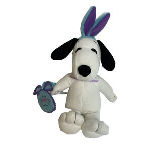 NEW Whitman’s Peanuts Snoopy Easter Plush 8” Blue & Purple Bunny Ears & Basket